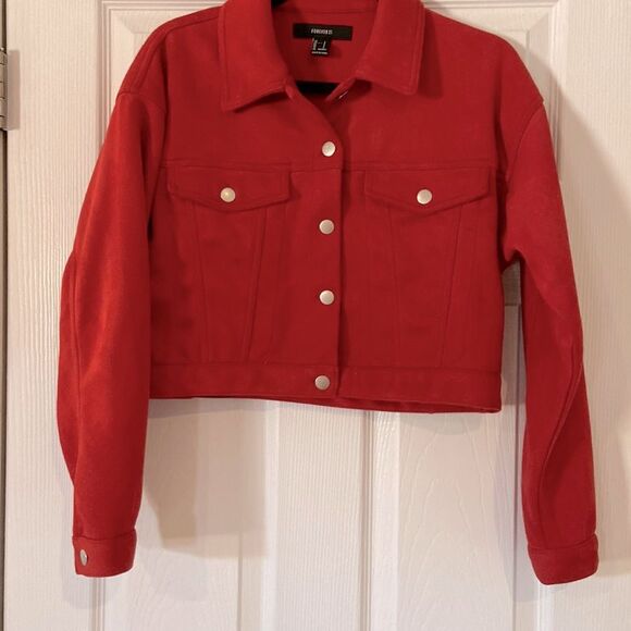 Forever 21 faux suede orange crop jacket - Picture 1 of 5